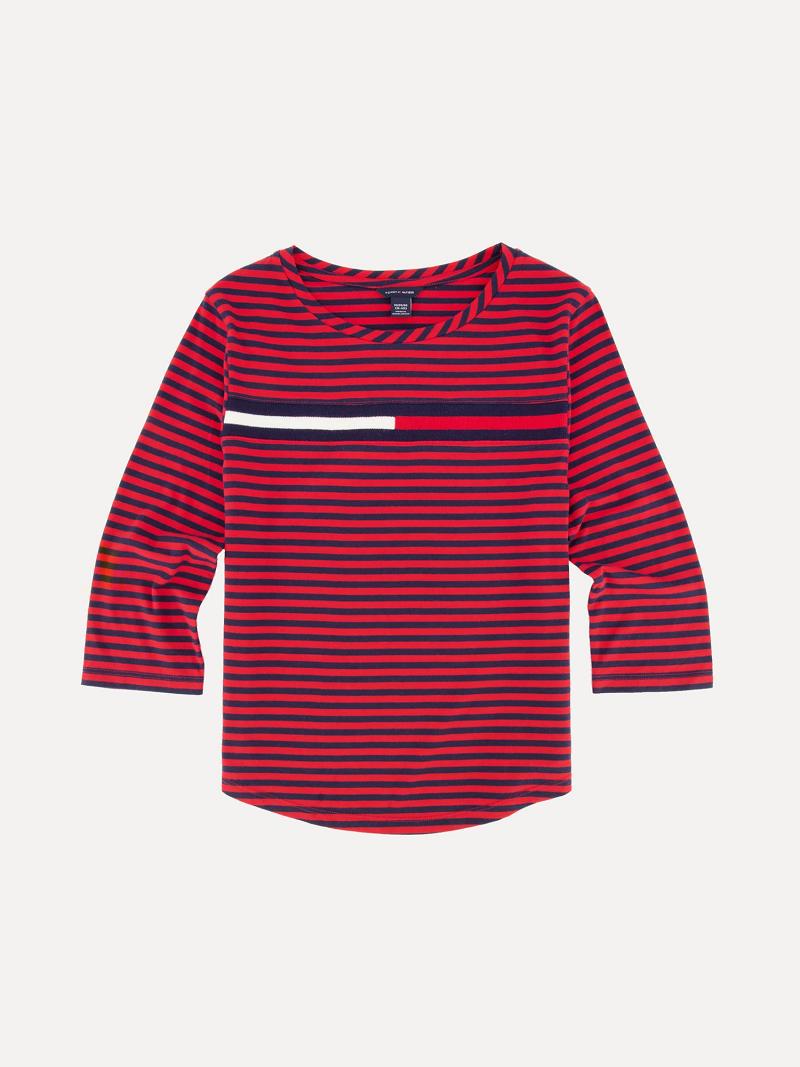 Lány Tommy Hilfiger Big Flag Stripe Felsők Piros | HU 1960LIS